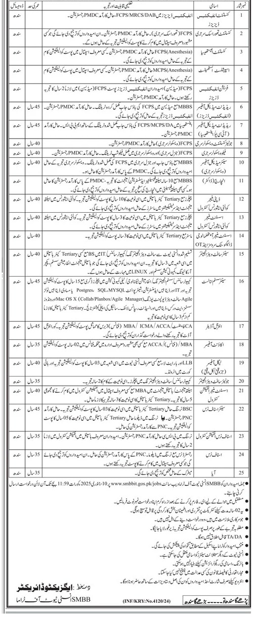 Jobs In Shaheed Mohtarma Benazir Bhutto Institute Of Trauma