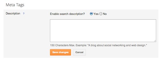 Settings to create a search description on Blogger